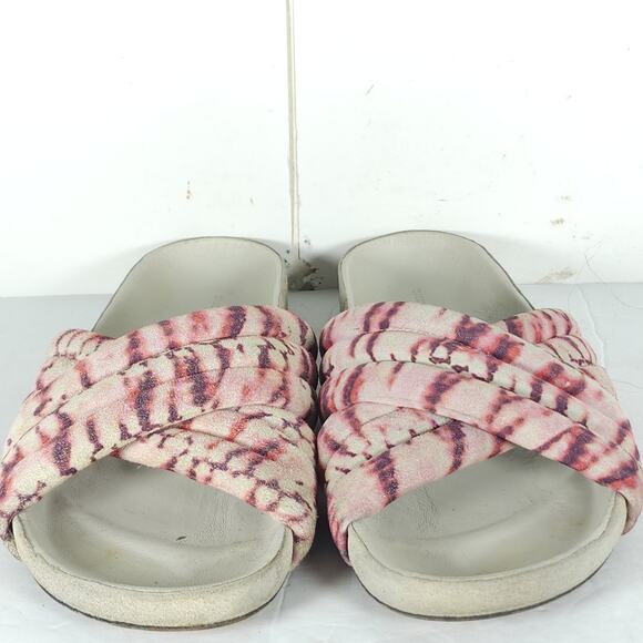 ISABEL MARANT Women's EU39 US8-8,5 Holden Velvet Pink Tie Dye Slide Sandals - Picture 5 of 16
